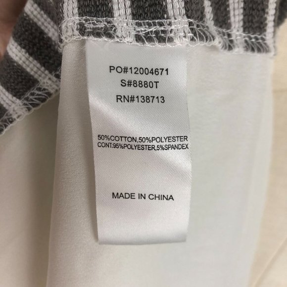 Doe & Rae Grey White Striped Tank Top Women's Size Small  Sleeveless Ribbed Knit - Picture 7 of 8